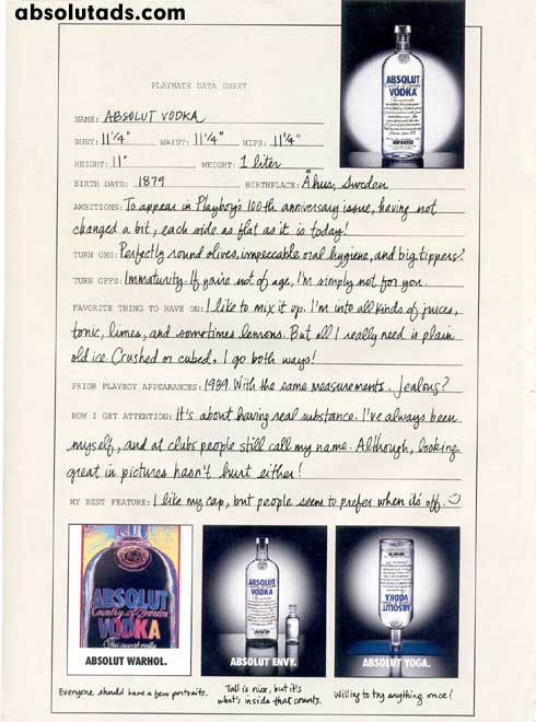 Absolut Centerfold (Data Sheet 2003)